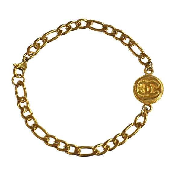 Repurposed Chanel Pendant in Figaro Bracelet - Picture 1 of 3